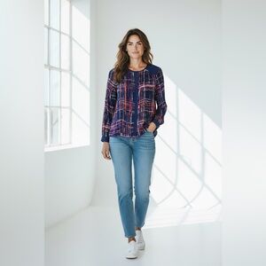 Alice & Trixie Button Front Silk Blouse Blue Size XS